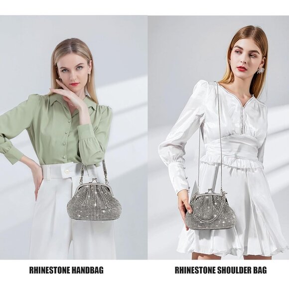 Women A2-Gold Rhinestone Purse Sparkly Evening Glitter Shoulder Bags for Party - Picture 2 of 6